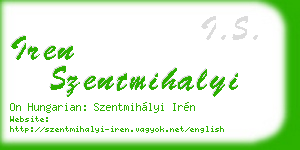 iren szentmihalyi business card